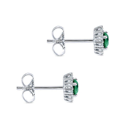 Gabriel & Co. EG11819W45EA 14K White Gold Emerald and Diamond Halo Stud Earrings