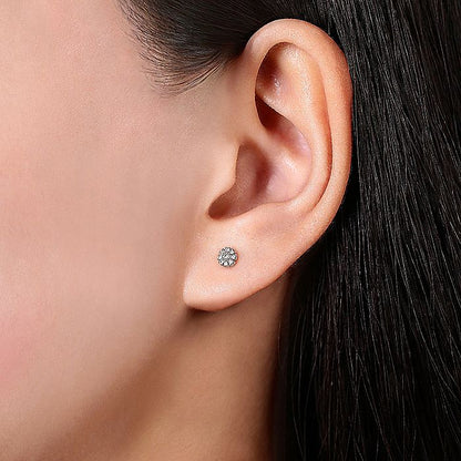 Gabriel & Co. EG12377W45JJ 14K White Gold Floral Round Diamond Stud Earrings