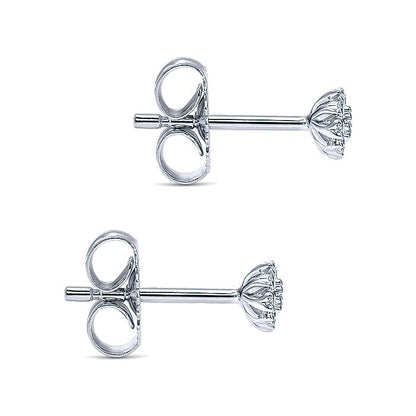 Gabriel & Co. EG12377W45JJ 14K White Gold Floral Round Diamond Stud Earrings