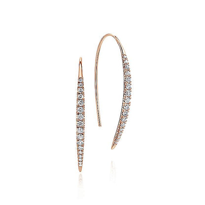Gabriel & Co. EG12629K45JJ 14K Rose Gold Slim Tapered Diamond Drop Earrings