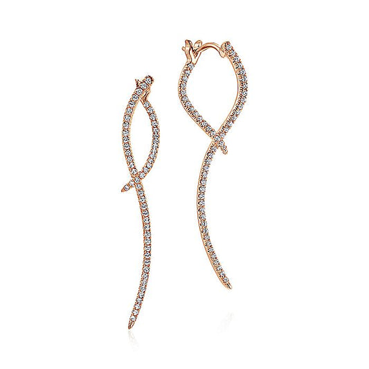 Gabriel & Co. EG12928K45JJ 14K Rose Gold Sculptural Diamond Drop Earrings