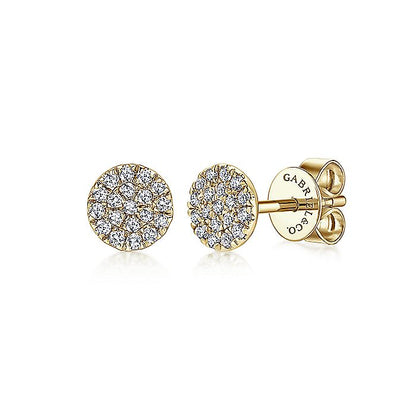 Gabriel & Co. EG12966Y45JJ 14K Yellow Gold Round Cluster Diamond Stud Earrings