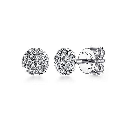 Gabriel & Co. EG12967W45JJ 14K White Gold Round Pavé Diamond Stud Earrings