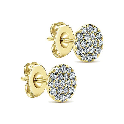 Gabriel & Co. EG12968Y45JJ 14K Yellow Gold Round Pavé Diamond Stud Earrings