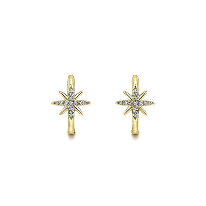 Gabriel & Co. EG13073Y45JJ 14K Yellow Gold 15mm Diamond and Star Huggies