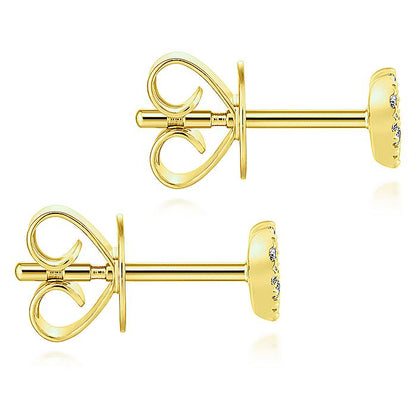 Gabriel & Co. EG13079Y45JJ 14K Yellow Gold Heart Shaped Pavé Diamond Stud Earrings
