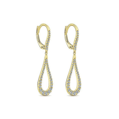 Gabriel & Co. EG13195Y45JJ 14K Yellow Gold Contoured Pear Shaped Diamond Drop Earrings