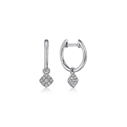 Gabriel & Co. EG13335W45JJ 14K White Gold Cushion Cut Pavé 10mm Diamond Drop Earrings