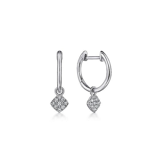 Gabriel & Co. EG13335W45JJ 14K White Gold Cushion Cut Pavé 10mm Diamond Drop Earrings