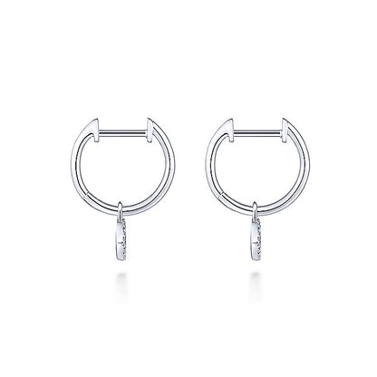 Gabriel & Co. EG13335W45JJ 14K White Gold Cushion Cut Pavé 10mm Diamond Drop Earrings