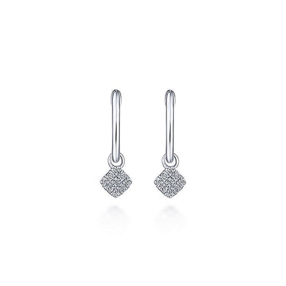 Gabriel & Co. EG13335W45JJ 14K White Gold Cushion Cut Pavé 10mm Diamond Drop Earrings