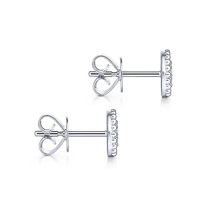 Gabriel & Co. EG13355W45JJ 14K White Gold Beaded Halo Diamond Pavé Stud Earrings