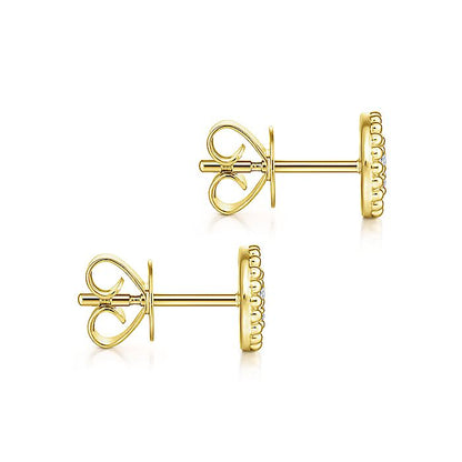 Gabriel & Co. EG13355Y45JJ 14K Yellow Gold Beaded Round Frame Diamond Cluster Stud Earrings