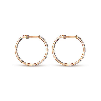 Gabriel & Co. EG13460K45JJ 14K Rose Gold French Pavé 20mm Round Inside Out Diamond Hoop Earrings