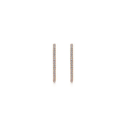 Gabriel & Co. EG13460K45JJ 14K Rose Gold French Pavé 20mm Round Inside Out Diamond Hoop Earrings