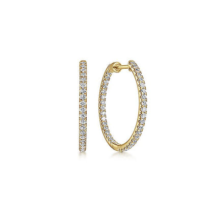 Gabriel & Co. EG13461Y45JJ 14K Yellow Gold French Pavé 20mm Round Inside Out Diamond Hoop Earrings