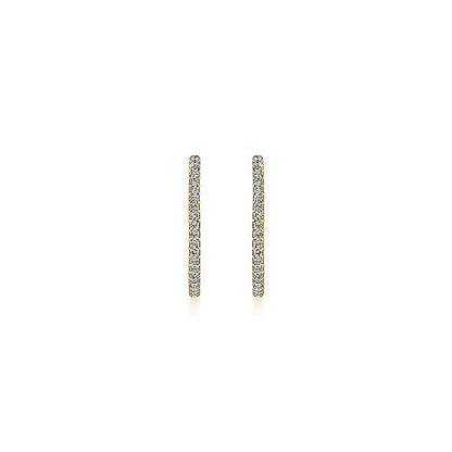 Gabriel & Co. EG13461Y45JJ 14K Yellow Gold French Pavé 20mm Round Inside Out Diamond Hoop Earrings