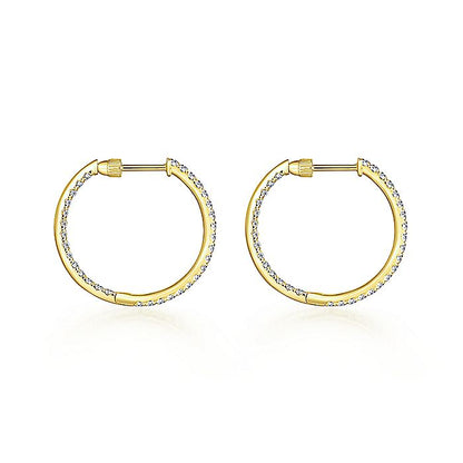 Gabriel & Co. EG13462Y45JJ 14K Yellow Gold French Pavé 20mm Round Inside Out Diamond Hoop Earrings