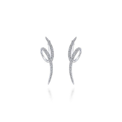 Gabriel & Co. EG13486W45JJ 14K White Gold Swirling 40mm Diamond Huggies