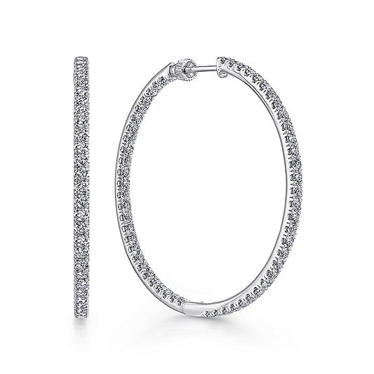 Gabriel & Co. EG13507W45JJ 14K White Gold French Pavé 40mm Round Inside Out Diamond Hoop Earrings