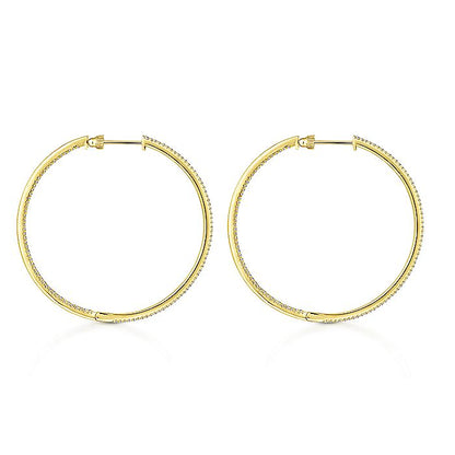 Gabriel & Co. EG13549Y45JJ 14K Yellow Gold French Pavé 50mm Round Inside Out Diamond Classic Hoop Earrings