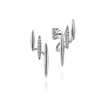 Gabriel & Co. EG13653W45JJ 14K White Gold Three Bar Diamond Stud Earrings
