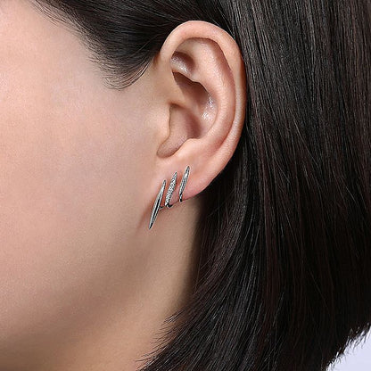 Gabriel & Co. EG13653W45JJ 14K White Gold Three Bar Diamond Stud Earrings