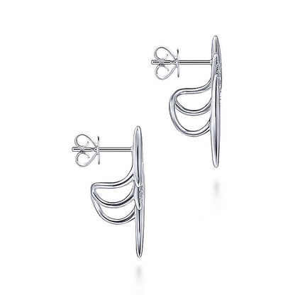 Gabriel & Co. EG13653W45JJ 14K White Gold Three Bar Diamond Stud Earrings
