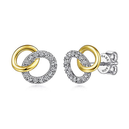 Gabriel & Co. EG13664M45JJ 14K Yellow-White Gold Interlocking Links Diamond Stud Earrings
