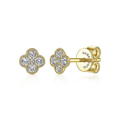 Gabriel & Co. EG13715Y45JJ 14K Yellow Gold Diamond Flower Stud Earrings