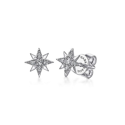 Gabriel & Co. EG13749W45JJ 14K White Gold Diamond Stud Star Earrings