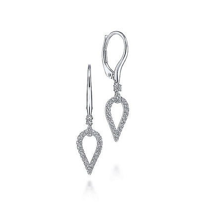 Gabriel & Co. EG13760W45JJ 14K White Gold Pear Shape Diamond Leverback Earrings