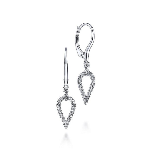 Gabriel & Co. EG13760W45JJ 14K White Gold Pear Shape Diamond Leverback Earrings