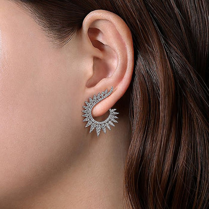 Gabriel & Co. EG13805W45JJ 14K White Gold Dramatic Open Loop Diamond Bypass Hoops