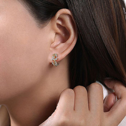 Gabriel & Co. EG13824Y45JJ 14K Yellow Gold Floral15mm Diamond Huggies