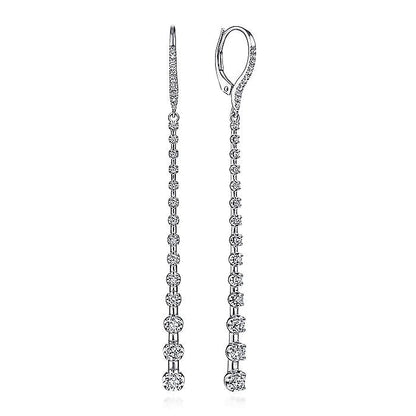 Gabriel & Co. EG13831W45JJ 14K White Gold Long Graduating Diamond Bar Earrings