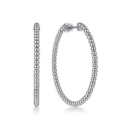 Gabriel & Co. EG13930W4JJJ 14K White Gold Beaded 40mm Round Classic Hoop Earrings