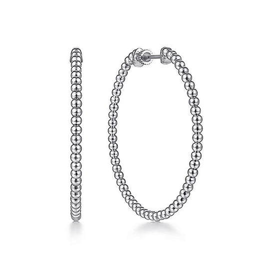 Gabriel & Co. EG13930W4JJJ 14K White Gold Beaded 40mm Round Classic Hoop Earrings