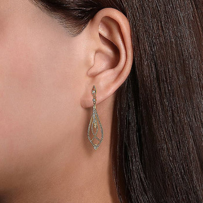 Gabriel & Co. EG13950Y45JJ 14K Yellow Gold Open Twisted Rope Drop Earrings with Diamond Accents