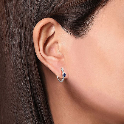 Gabriel & Co. EG13963W45SA 14K White Gold 15mm Oval Sapphire and Diamond Huggies