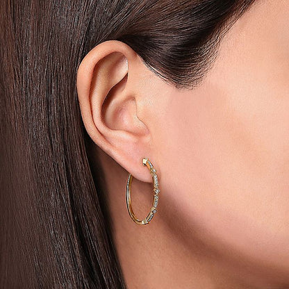 Gabriel & Co. EG13964Y45JJ Vintage Inspired 14K Yellow Gold 30mm Classic Diamond Hoop Earrings
