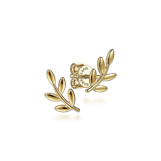 Gabriel & Co. EG14006Y4JJJ 14K Yellow Gold Laurel Branch Post Earrings