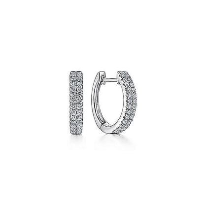 Gabriel & Co. EG14027W45JJ 14K White Gold Double Channel Diamond Huggies