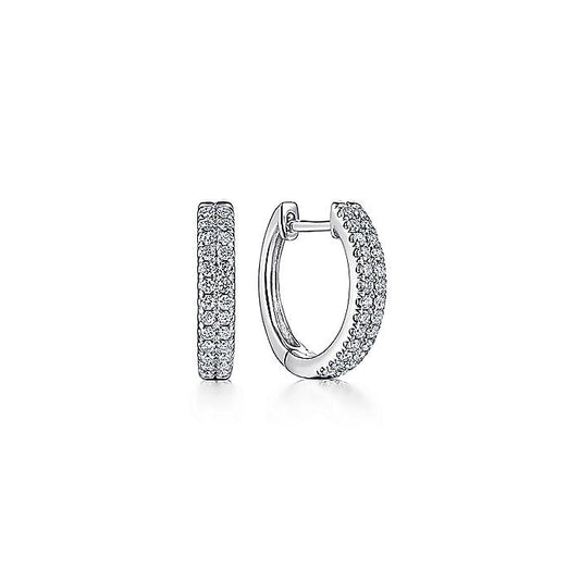 Gabriel & Co. EG14027W45JJ 14K White Gold Double Channel Diamond Huggies