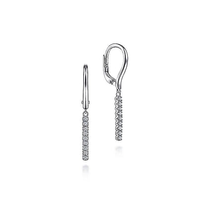 Gabriel & Co. EG14028W45JJ 14K White Gold Diamond Bar Drop Leverback Earrings