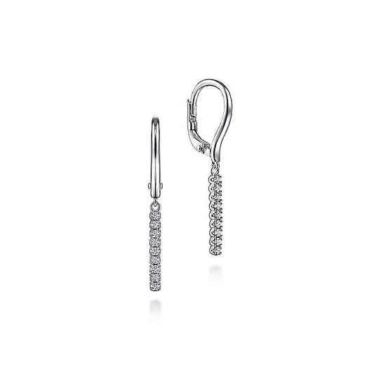 Gabriel & Co. EG14028W45JJ 14K White Gold Diamond Bar Drop Leverback Earrings