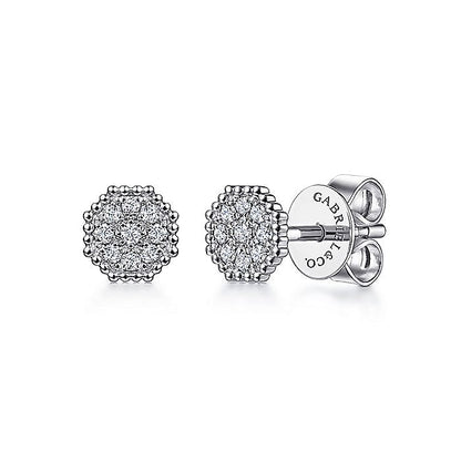 Gabriel & Co. EG14058W45JJ 14K White Gold Octagonal Shape Diamond Pavé Stud Earrings