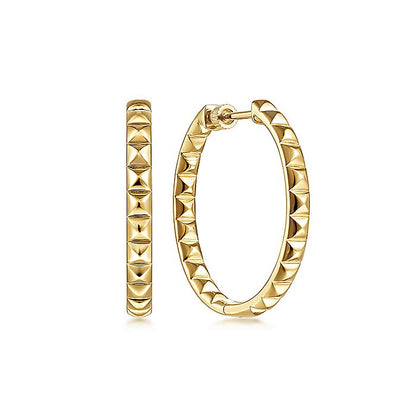 Gabriel & Co. EG14063Y4JJJ 14K Yellow Gold 30mm Geo Cube Classic Hoop Earrings