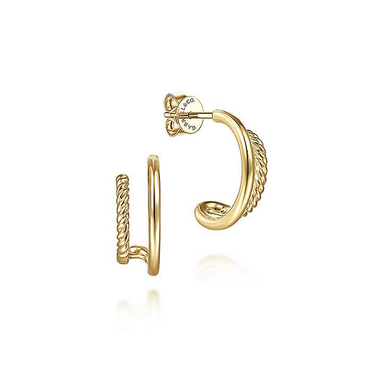 Gabriel & Co. EG14082Y4JJJ 14K Yellow Gold Split J Shape Stud Earrings
