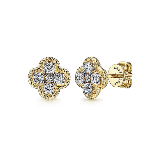 Gabriel & Co. EG14261Y45JJ 14K Yellow Gold Twisted Rope Diamond Stud Earrings